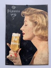 Rare ancienne plaque Bière Pilsania Mons en Baroeul Pelican Pelforth 1959