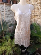 GAIMIES robe femme déshabillé sexy soie bretelle beige légère Taille L