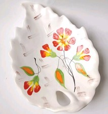 Coupe à Fruits 37cm Quincy Poët-Laval Décor Fleurs Colorées Vintage Circa 1960