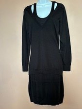 Robe en laine noire, effet de superpositions PAULE KA, M38/40, très bon état