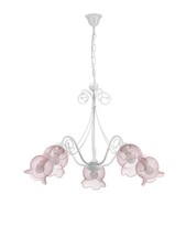 Lustre Moderne Design Shabby Chic Blanc Et Rose A 5 Lumières Stf 0078