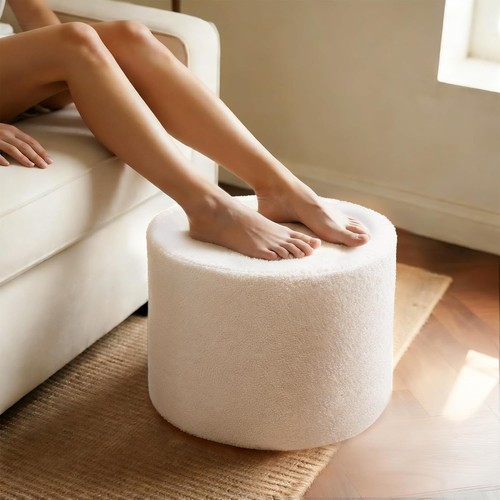 Round boucle pouf ottoman - pouf,