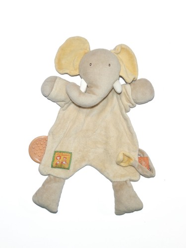 Doudou éléphant jaune orange