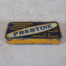 Vintage bicycle repair kit PRESTINE advertising metal box France yellow antique