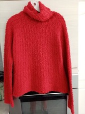 Pull rouge col roule marque MIM TAILLE 2 PULL à poils longs aspect fourrure