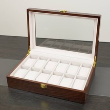 Coffret Pour 12 Montres En Bois Peint & Cuir Boîte à Montre, Rangement, Serrure