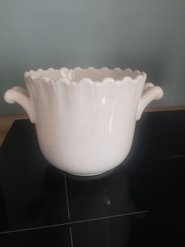 Cache pot faience blanche - pot,