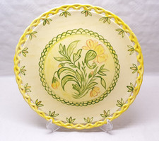 Ancien Grand Plat à Tarte ou Plat Décoratif à Pendre Vallauris JL Décors Floral