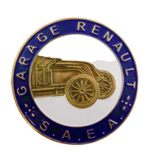 GARAGE RENAULT S.A.E.A Badge émaillé 30mm laiton Insigne Automobile 76