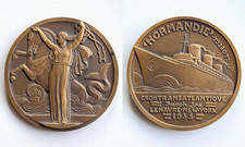 MÉDAILLE PAQUEBOT LE NORMANDIE Cie TRANSATLANTIQUE 1935 LE HAVRE NEW YORK
