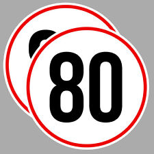 2 X VITESSE LIMITE 80 Km/h AUTO VAN REMORQUE CARAVANE 10cm STICKER VA072