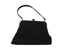 Sac de soirée, forme porte monnaie, en dentelle marron, anse et intérieur satin 