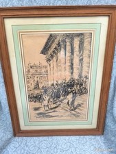 Tableau dessin fusain, signé