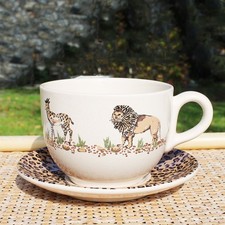 Grosse tasse + soucoupe Geneviève Lethu collection Au bord du Lac / Tanganyika