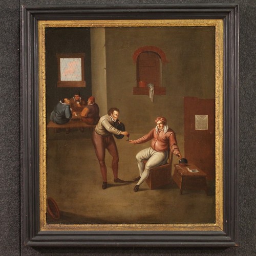 Ancien tableau flamand scène