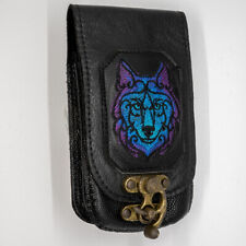 Cuir Celtique Loup Portable Pochette Portefeuille Ceinture Boucle Holster Motard