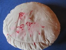 Coussin oreiller ancien en plume tissu ancien passé  sale