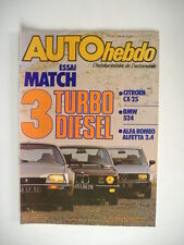 AUTO HEBDO n°385 CITROËN CX 25 TRD-BMW 524 TD-ALFETTA 2.4 TURBO DIESEL