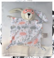 Doudou Plat Lapin Blanc Gris