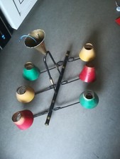 lampe suspension vintage année 50 Perriand Prouvé italien fer forgé laiton 