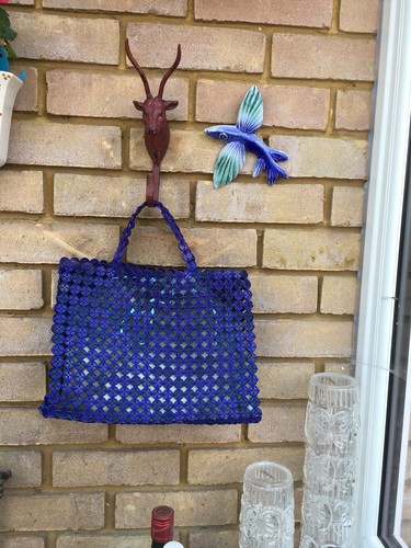 Sac décor boutons bleu - à, de