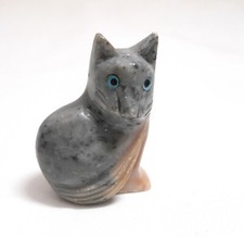 chat en stéatite miniature de collection, cat, poes,chat en pierre   TP12-05