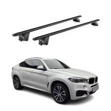 Barres de toit transversales pour BMW X6 F16 2015-2018 Alu Noir 2 pièces ABE