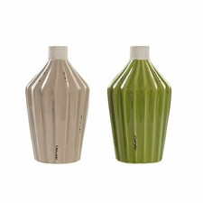 Vase DKD Home Decor Porcelaine Beige Vert Shabby Chic [12.5 x 12.5 x 23 cm] [