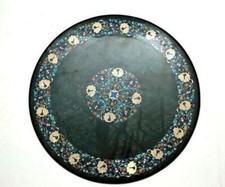 Plateau De Table En Marbre Vert Avec Incrustation Artisanal Décorations De Salle