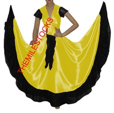 TMS JAUNE/NOIR Desiger jupe à volants haut costume de danse du ventre robe tr...