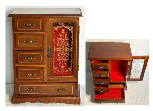 Vtg wood jewelry armoire - vtg,