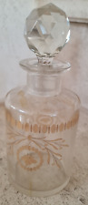 Ancien flacon a parfum cristal émaillé et doré a décor  de fleurs