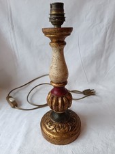 PIED DE LAMPE EN BOIS SCULPTE DORE PEINT STYLE VENITIEN  H.30CM