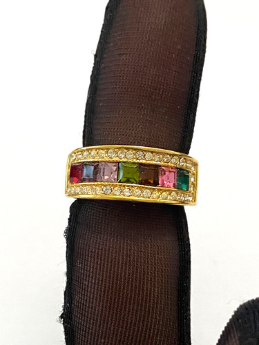 Bague métal doré et - en,