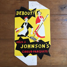 Ancien Carton Publicitaire Johnson's Cire Parquet  PLV Nettoyant