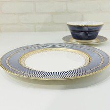 Ensemble bol bleu anthémion Wedgwood 14 cm / assiette 27,5 cm 18 cm INUTILISÉ