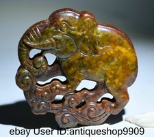 3.2 "Rare vieux chinois Jade sculpture palais de la dynastie creux pendant éléph