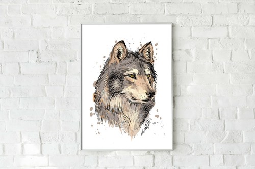 Watercolor wolf wall print - watercolor,
