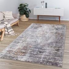 Tapis Vintage Salon Poils Ras Avec Design Abstrait Crème Gris Bleu Vert