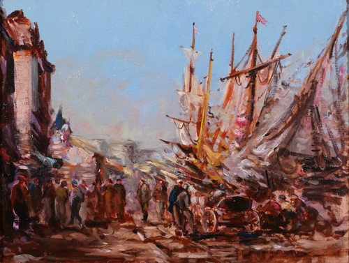 Charles pécrus tableau - pécrus, marine