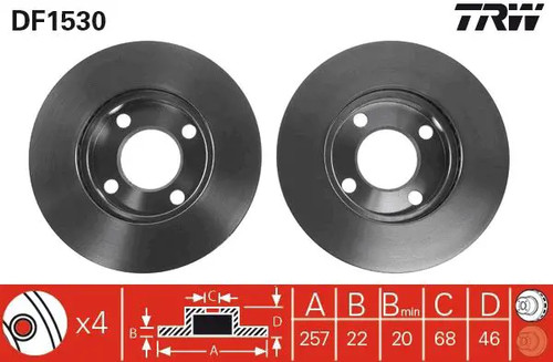 Disque frein ventilé - 2x, de