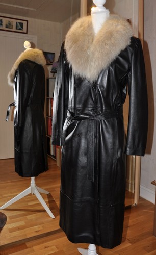 Manteau long cuir avec - , col