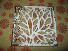 Vintage Ancien DESSOUS DE PLAT BLANC en FONTE 22x22cm A RESTAURER Retro Table