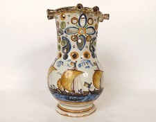 Pichet trompeur pot surprise faïence Nevers train bateaux gabares XIXème