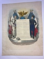 FRENCH CONSTITUTION OF LOUIS PHILIPPE c. 1830 VERY LARGE ANTIQUE PRINT