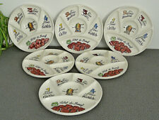 6 ASSIETTES À FONDUE COMPARTIMENTS SAUCE VIANDE FAÏENCE DE GIEN VINTAGE ANNÉE 70