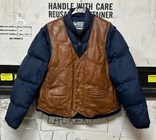 GENUINE VINTAGE US SCHOTT 126 GOOSE DOWN LEATHER JACKET BLUE EX COND !!! SIZE 46