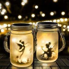 2 Pièces Lanterne Solaire Exterieur, Fée de Papillon Dans un Bocal, Lampe de ...