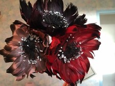 Lot de Fleurs En Plumes  anciennes pour chapeaux, costumes, Fêtes