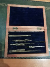 ANCIEN COFFRET DE 2 COMPAS À POINTES SÈCHES (4) EN LAITON ? ET MÉTAL INCOMPLET